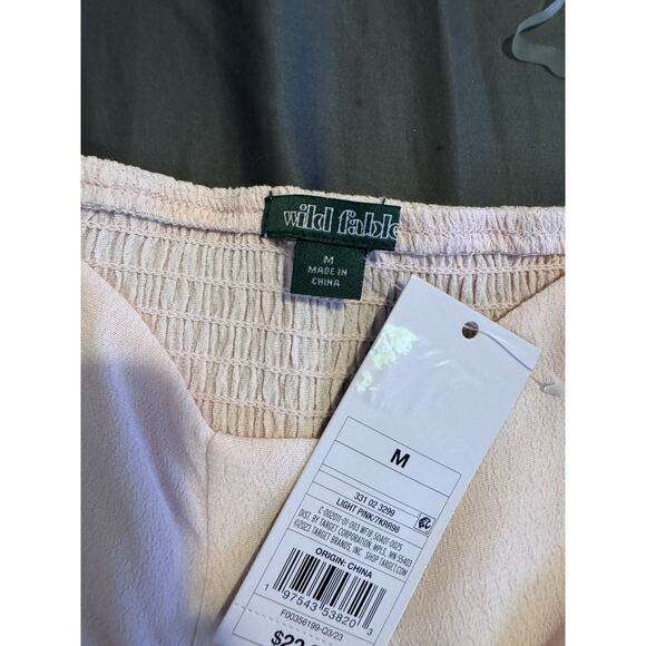 -TOP WOMEN Crop Wild Fable Size Med Lace Long Sleeves Pink C 17” L 19” SL 26” - Picture 5 of 10